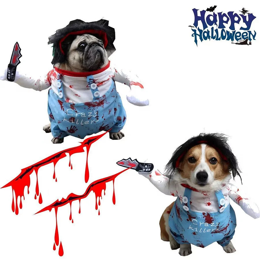 Halloween pet transformation clothes upright