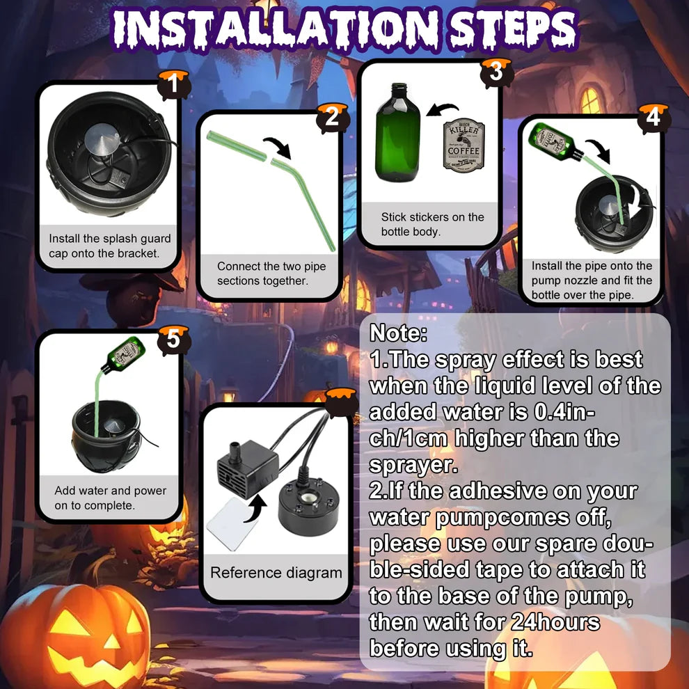 "Magic Floating Potion Cauldron Diffuser – Halloween Decor with Fog & LED Lights"