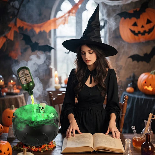 "Magic Floating Potion Cauldron Diffuser – Halloween Decor with Fog & LED Lights"